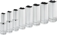 640055 8 Piece 1/2" Drive Metric 6Pt. Deep Well Socket Set