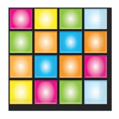 DISCO LICHTER PARTY SERVIETTEN (33 CM) 70er Jahre Motto Spaß Partygeschirr