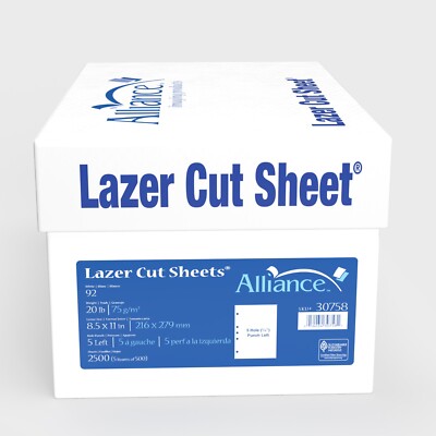 Prepunched Paper Alliance Laser Cut Sheet 8.5 x 11 inch 20 lb, 92 Bright