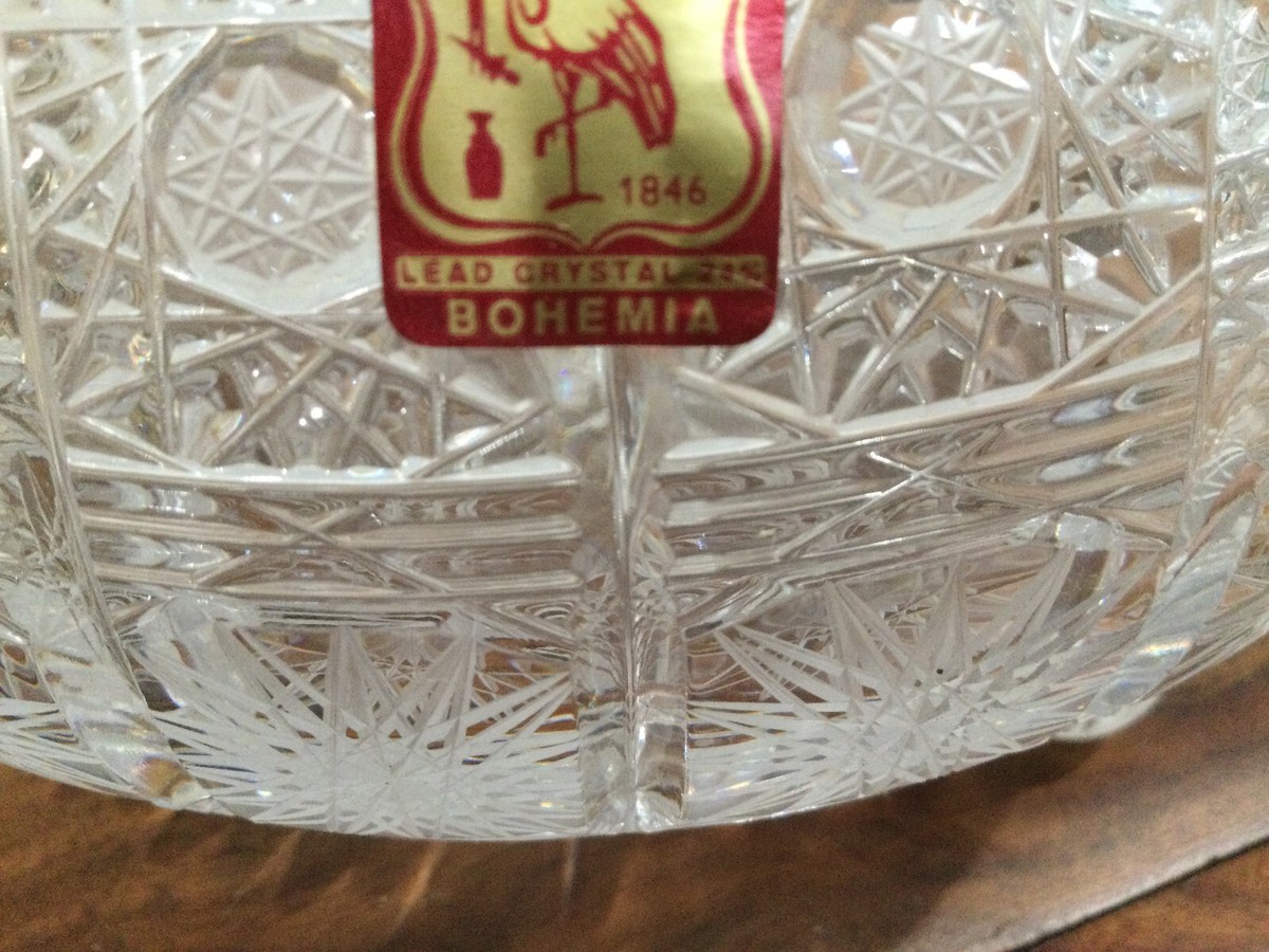 Nizbor A. Ruckl & Sons Hand Cut Czech Bohemia crystal 3-footed