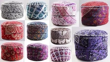 Indian Ethnic Round Mandala Ottoman Pouf Cover Furniture Floor Footstool Tuffet