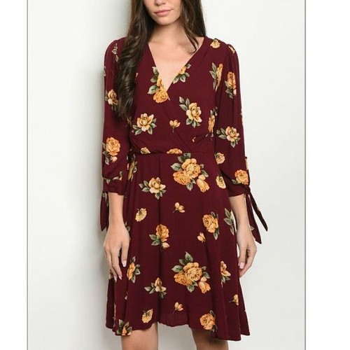 Burgundy Wine Floral Dress