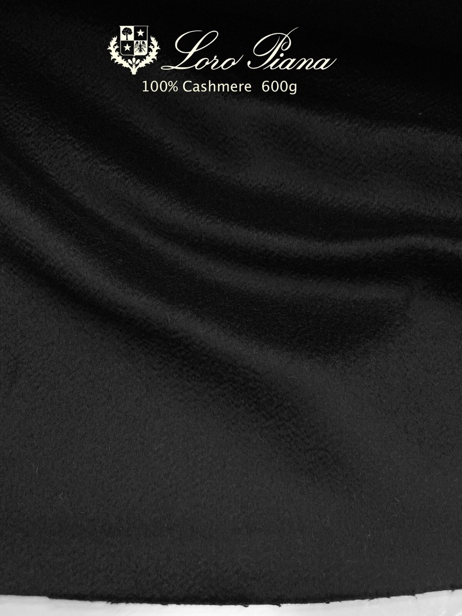TABARONIcashmere(loro piana yarn)ジャケット44 LORO PIANA Pure Cashmere Wool Fabric, BLACK Melton Coating