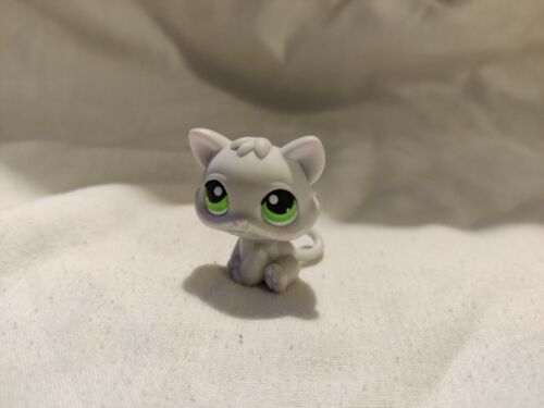 🤖 THE LITTLEST PET SHOP: LPS 88 grey kitten cat pink stamp - Picture 1 of 3