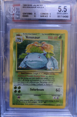Pokémon BGS 5.5 TCG Venusaur Base Set 15/102 Holo Rare EX | eBay