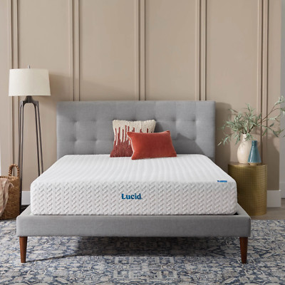 Lucid Refresh 10'' Dual-Layer Gel Memory Foam Mattress Firm Cooling Bed in a Box