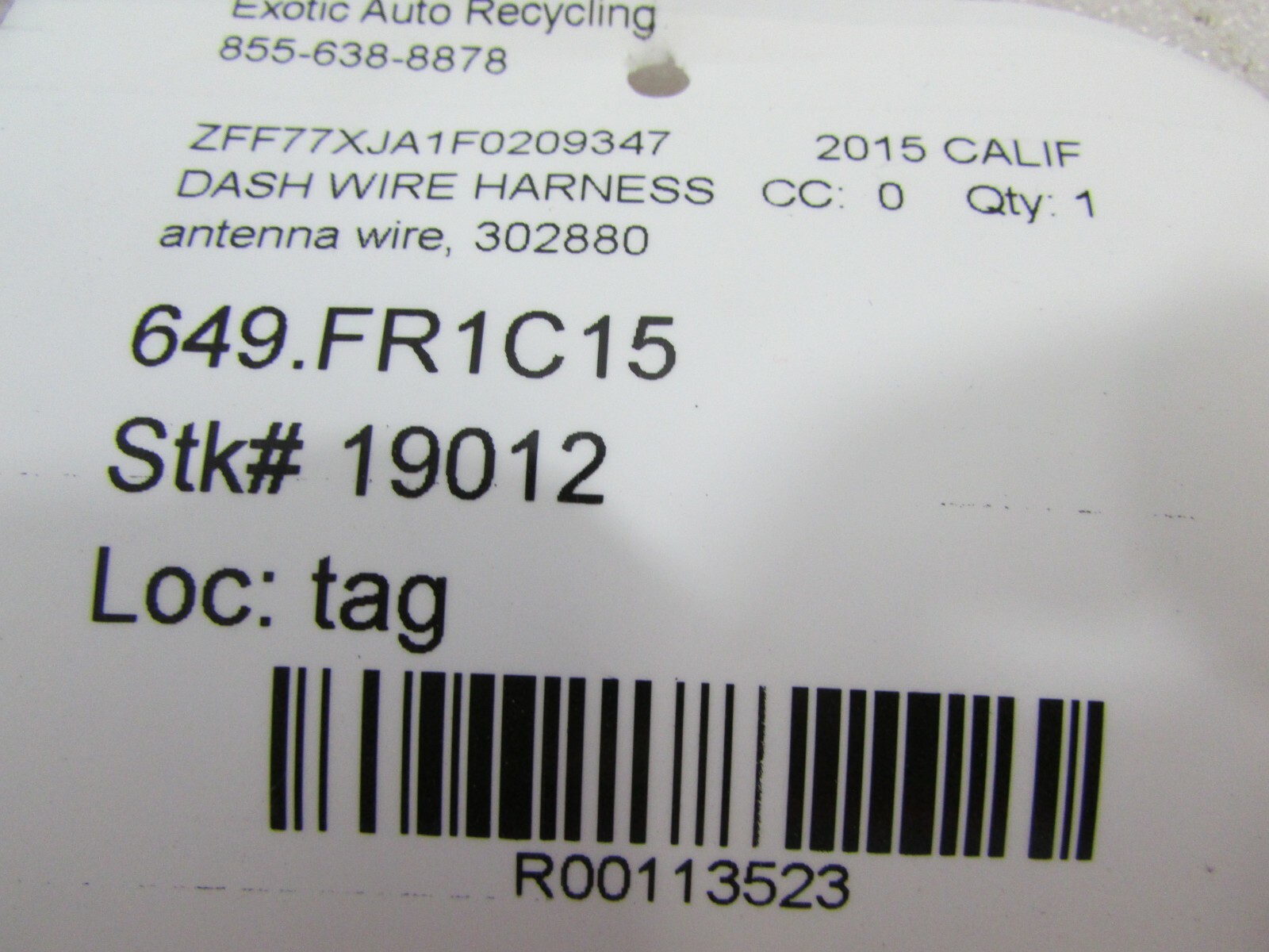 Ferrari California T, Antenna Wire, Used, P/N 302880