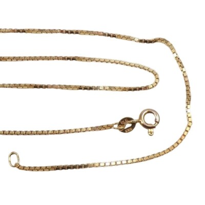 Solid 14K Yellow Gold Box Chain Link Necklace 18" 1mm