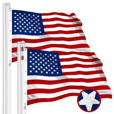 NEW G128 American Flag 2-Pack 15x25 FT Embroidered 600D Polyester