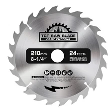 8-1/4" Circular Saw Blade 24 Teeth Carbide Tipped for Wood Cutting with 1" Arbor