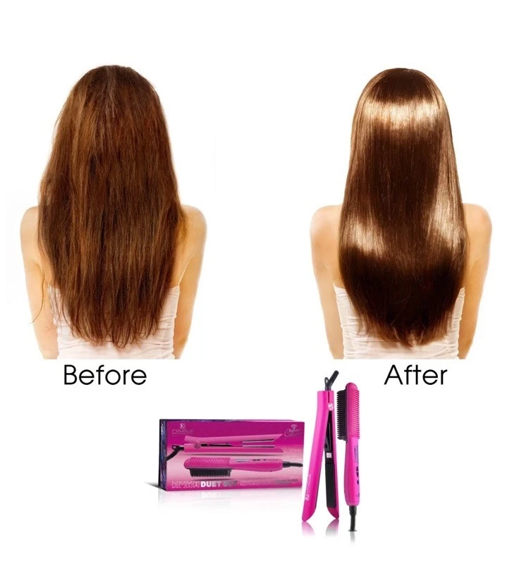 Duet Set - Platinum Heating Brush + Platinum Flat Iron - Hot Pink - Image 2 of 4