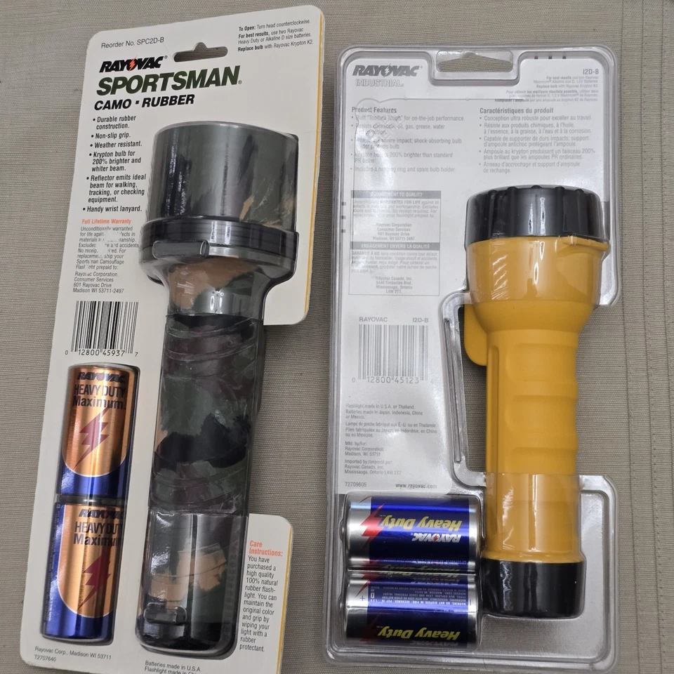 NOS 2 LINTERNAS 2D RAYOVAC ANTIGUAS - GOMA CAMUFLAJE DEPORTIVO E I2D-B INDUSTRIAL Foto 2 de 2