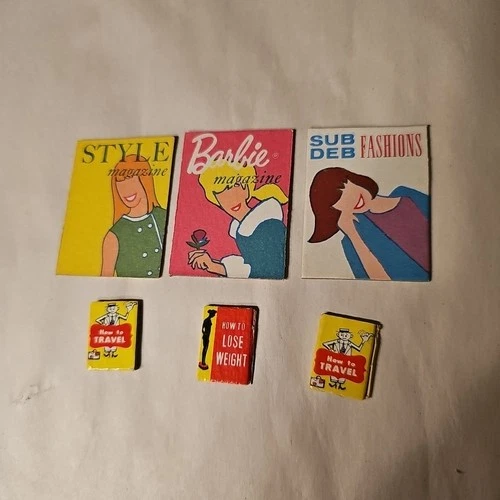 6 Vintage 1960’s Barbie Fashion Shop Cardboard Accessories Books Magazines