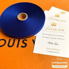 50M NEW 100 AUTHENTIC LOUIS VUITTON Blue Logo Gift Ribbon Wheel Spool Roll  