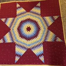 Vtg Hand Made Farmhouse Quilt Patchwork Sewn Star Large 97 X 97 Pattern pieces