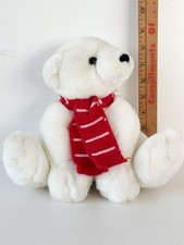 Russ Berrie 259 Snowy Stuffed Polar Bear Korea Soft Nose Plush Scarf Coca Cola