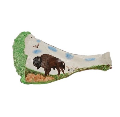 17  Original Bison Painting Bone Scapula Western Art signed!!!