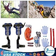 Tree Climbing Spike Set Adjustable Pole Climbing Gear Kit W/Safety Belt Portable