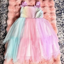 NEW Jona Michelle Girls 6 Pink Rainbow Dress Sequence Bows No Tag