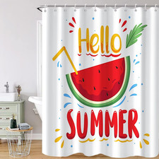 Summer Shower Curtain for Bathroom Hello Summer Watermelon Shower Curtain Set wi