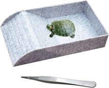 Reptile Tortoise Turtle Feeding Dish with Ramp and Basking Platform Plastic T...