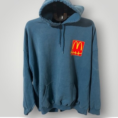 Macᵕ̈* Travis Scott McDonalds Cactus Jack Puff Print Blue Hoodie Mens XXL