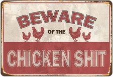 Chicken Yard Fence Sign Aluminum 8x12 Funny Outdoor Home Decor Plaque