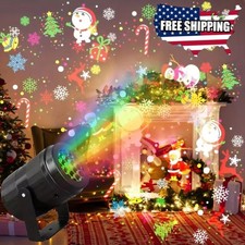 LED Christmas Projector Light USB Xmas Snowflake Santa Wall Party Decor