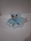 Murano Style Art Glass Flower with Frosted and Curled Stem Multicolored