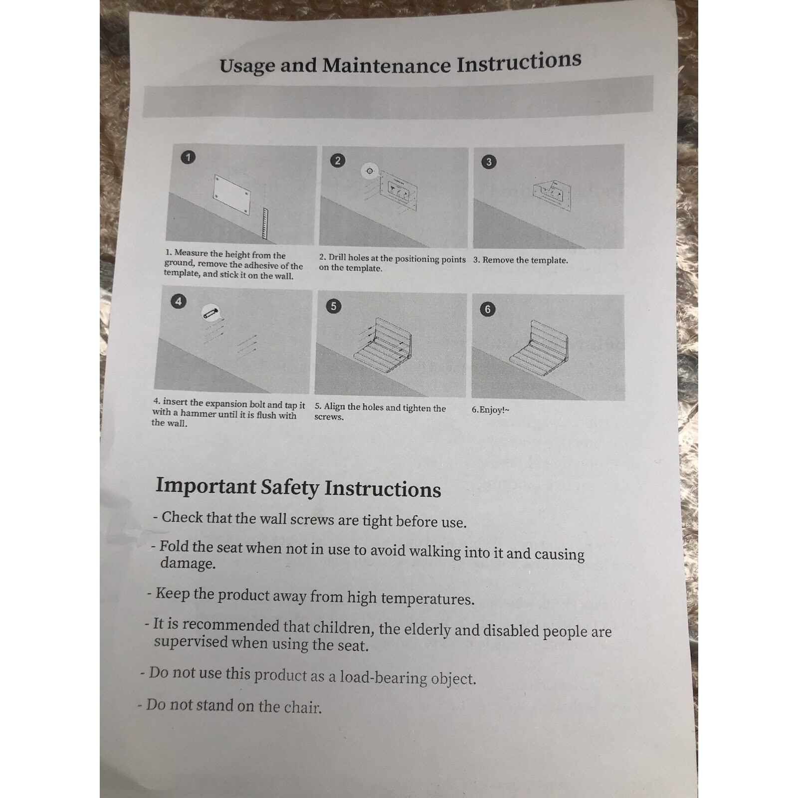 Folding Teak Shower Seat Wall Mounted,Fold down Shower Seat,Foldable Shower READ