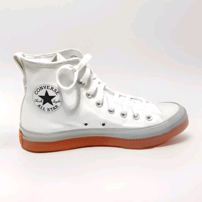 Converse White and Orange Athletic‎ Shoes with Canvas Texture White Canvas Converse Orange Sole Hi Top Sneaker Unisex  main image 2