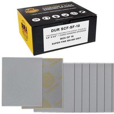Superfine Cut Sanding Sponges, 10/Box - 5.5'' x 4.5'' (500 to 600 Grit) Wet/Dry