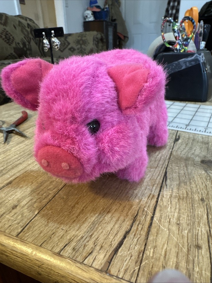 VTG TOY Animated Pink Plush Pig Walking Moving SQUEALING Sound Toy 8 ...