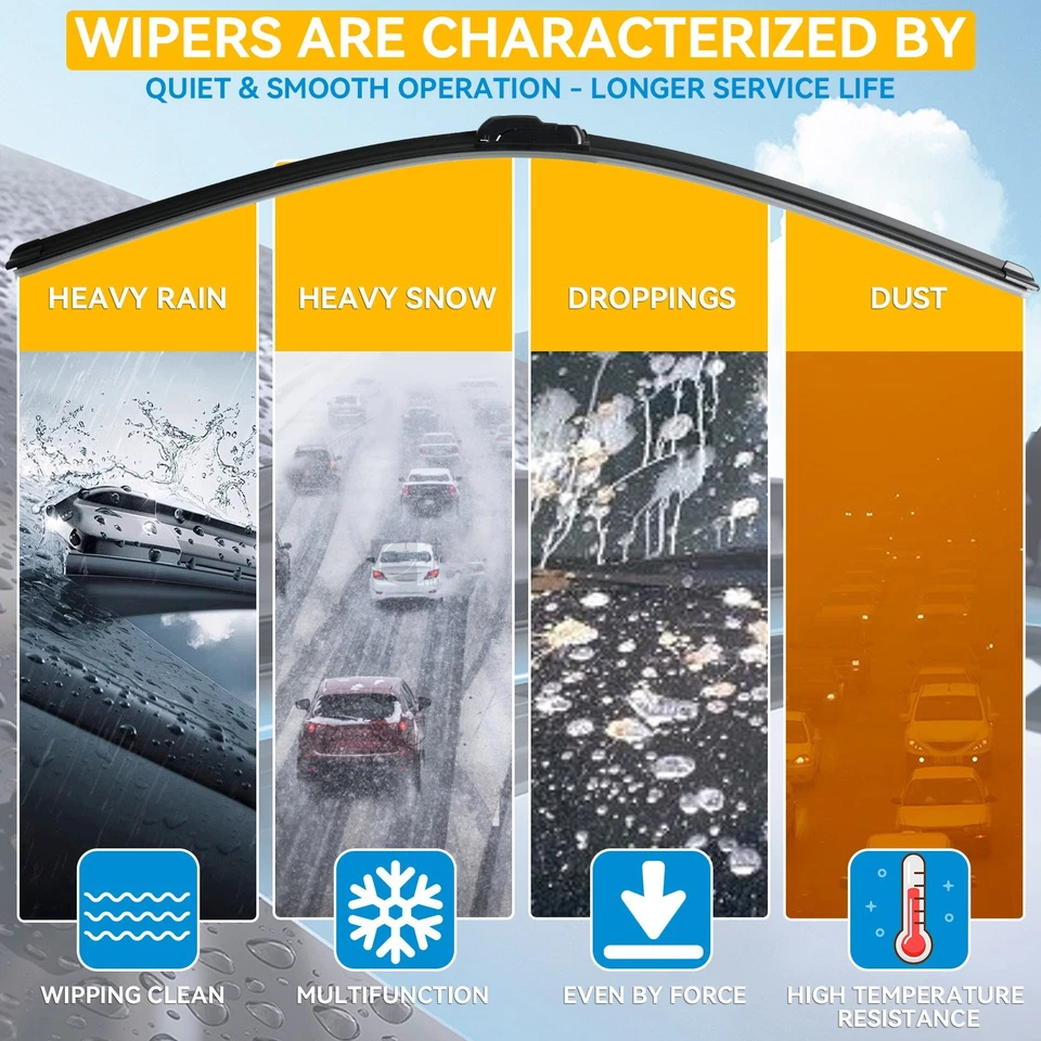 Juego de 2 escobillas limpiaparabrisas delanteras para Ford Crown Victoria 1999-2011 22"+22" Foto 3 de 4