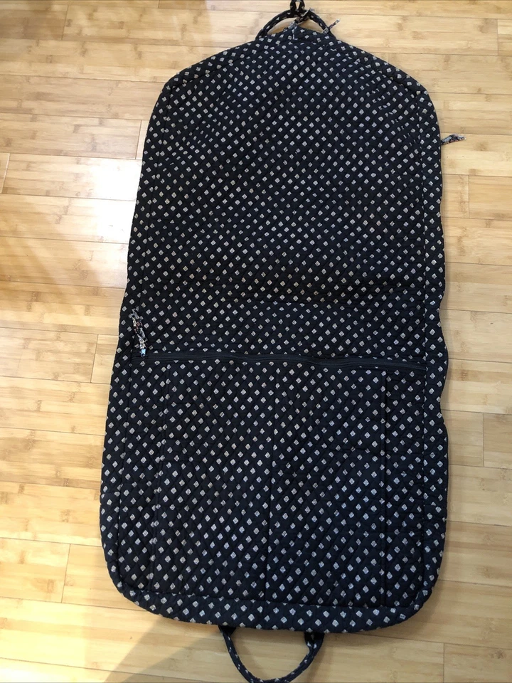 Vtg Vera Bradley Hanging Garment Bag Black W/Red Trim And Lining Quilted EUC - Image 2 of 4