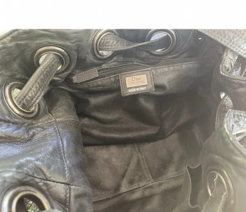 CHRISTIAN DIOR Limited Edition Quilted Cannage Black Phython Snakeskin Bag - Image 3 of 4