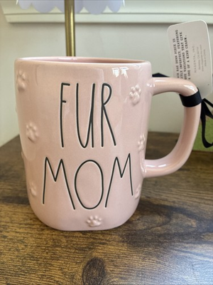 #ad Rae Dunn FUR MOM Pink Paw Print Coffee Mug $12.99