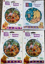 VTG Lot Of 4 Winnie the Pooh Mylar Balloon M&D Industries Happy Birthday