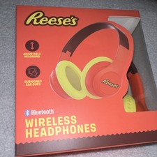 Reese's Bluetooth Wireless Headphones Adjustable Headband Orange Yel  