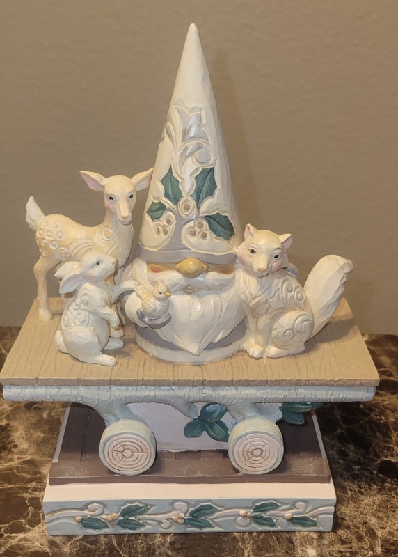 Retired Jim Shore Rolling Gnome Christmas Woodland Animals Train Car Figure