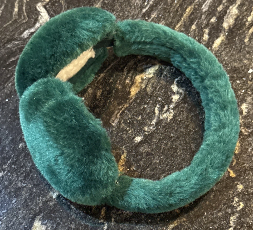 Wickedly Warm EMERALD GREEN FUR EAR MUFFS with Fuzzy HEADBAND - Image 3 of 4