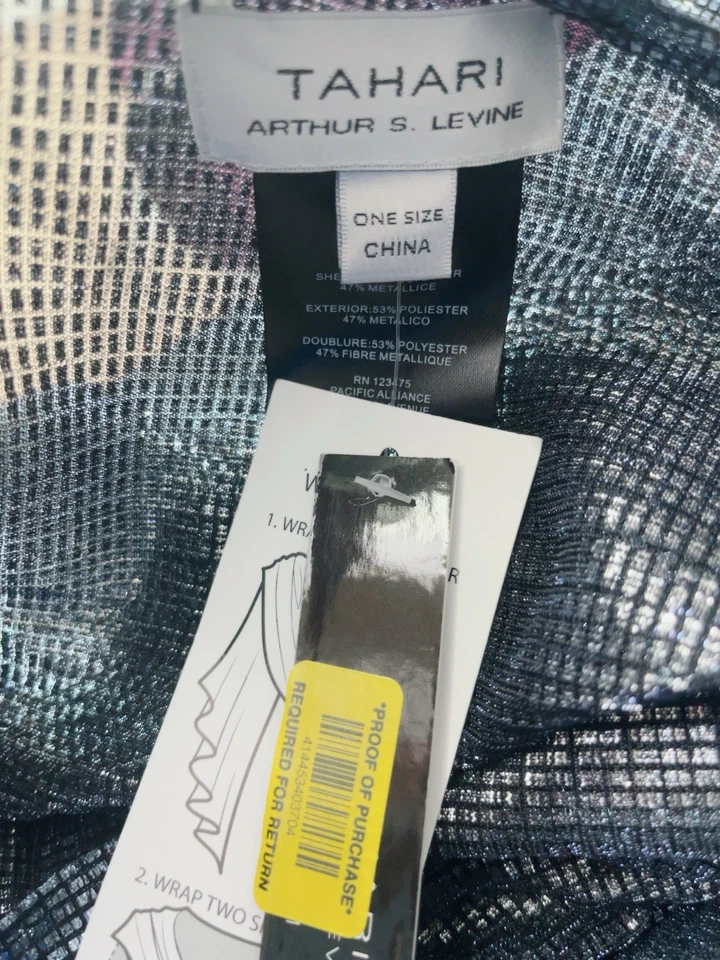 💙 TAHARI S. LEVINE темно-синий металлический фольга хромой 2шт комплект капот платье + куртка шаль 12 - Изображение 4 из 4