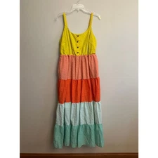 Torrid Colorblock Tiered Maxi Dress Women’s 00 Sleeveless Summer