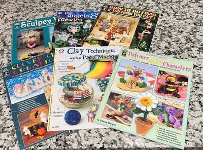 Lot of 6 Polymer Clay Books HOTP Annie Lang Sculpey Way Fimo Angels Creations