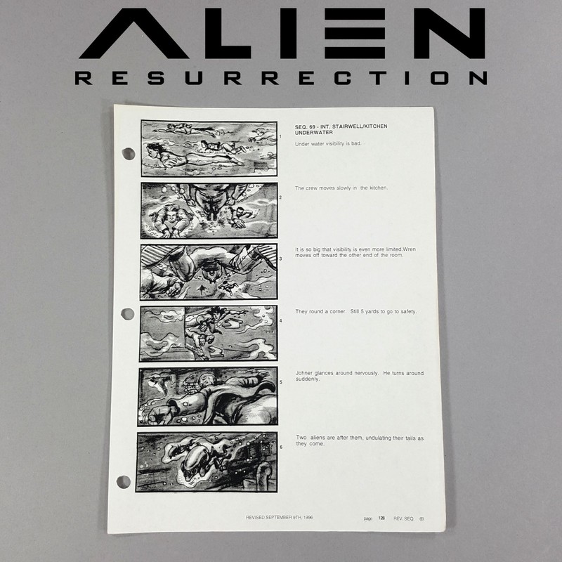 Image 15 of Alien: Resurrection - Production Used Storyboard, Alien Attacks Underwater, COA