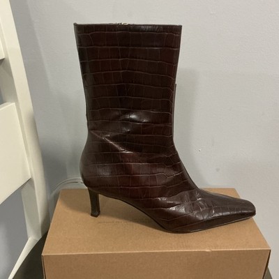 Ralph Lauren Woman Size 7.5 Alligator/Crocodile Mid Calf Boots Shoes B1-10