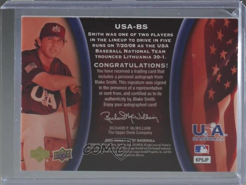 2008 Sweet Spot USA Signatures Black Glove Silver Ink /30 Blake Smith Auto - Image 2 of 2
