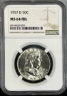 1957-D Franklin SILVER Half Dollar 50C NGC MS64 FBL Full Bell Lines