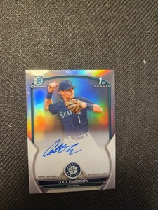 COLT EMERSON 2023 BOWMAN CHROME DRAFT 1ST REFRACTOR MARINERS AUTO /499 Q2754