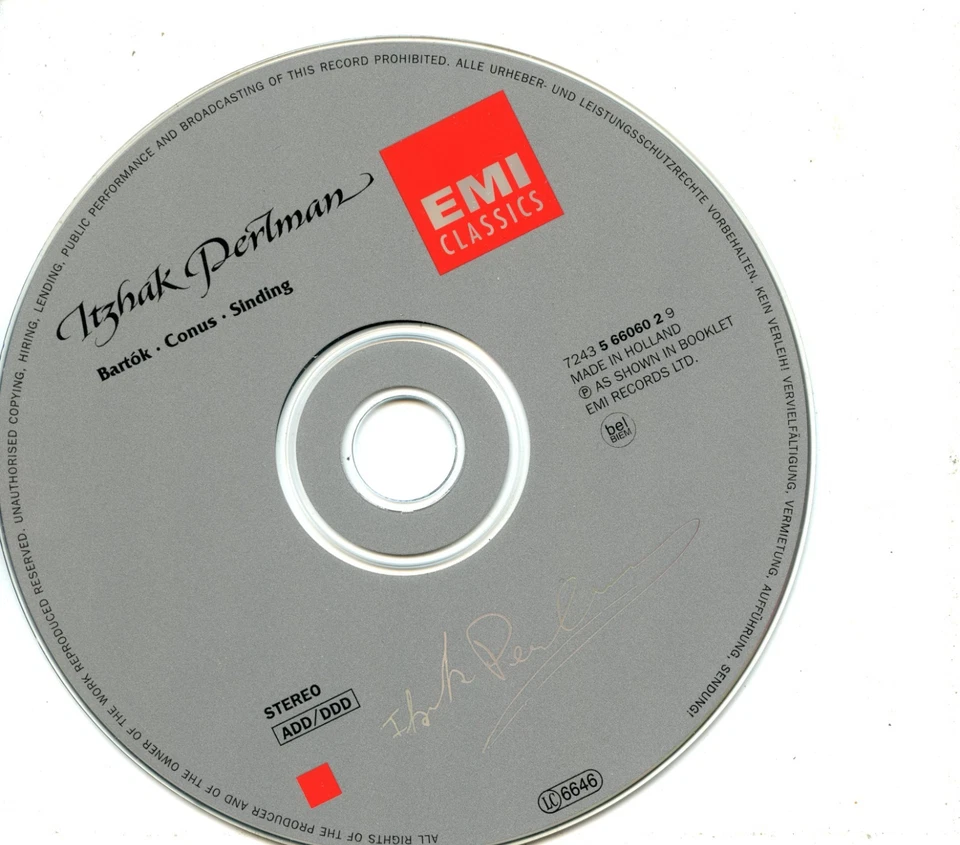 Perlman / Previn - Bartok Conus Sinding - Image 3 of 3